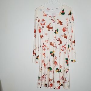 Women's Dress Christmas Holiday Small Midi A Line Flared Ugly Santa Reindeer